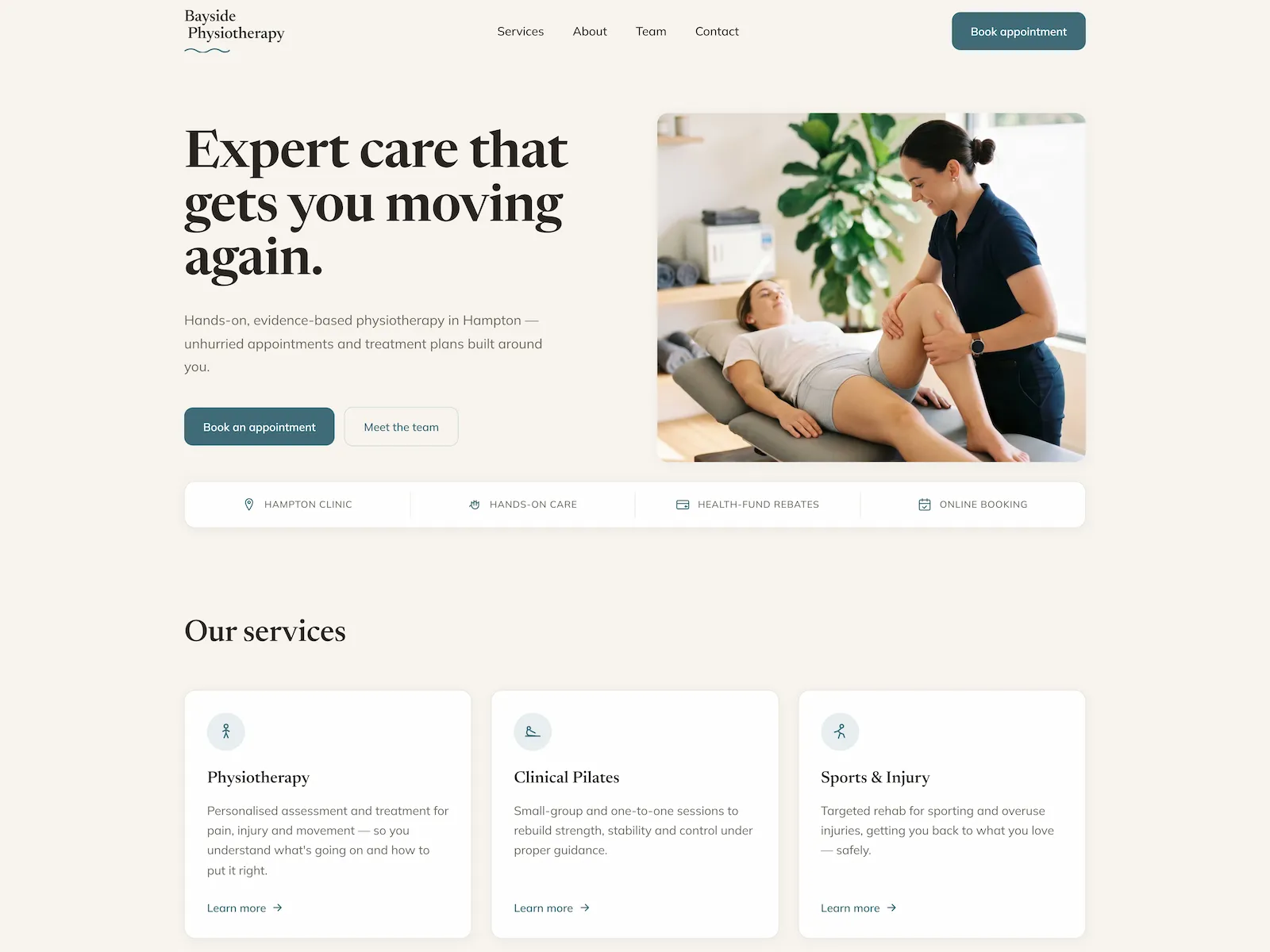 Bayside Physiotherapy website — Hampton Melbourne