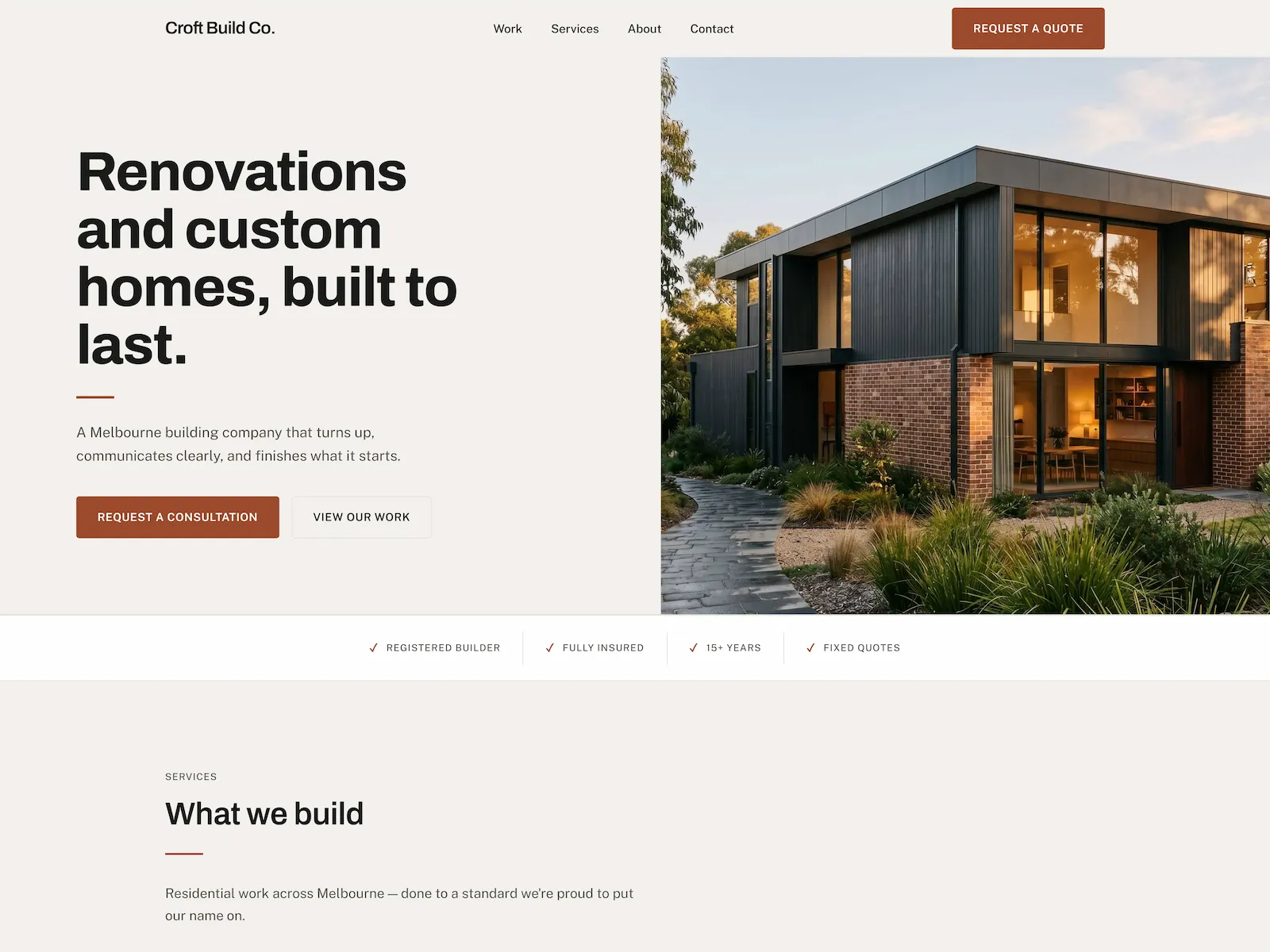 Croft Build Co. custom home — Melbourne builder